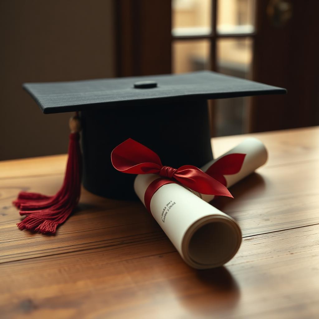 Graduation cap and rolled diploma — MBBS, Class of 2025